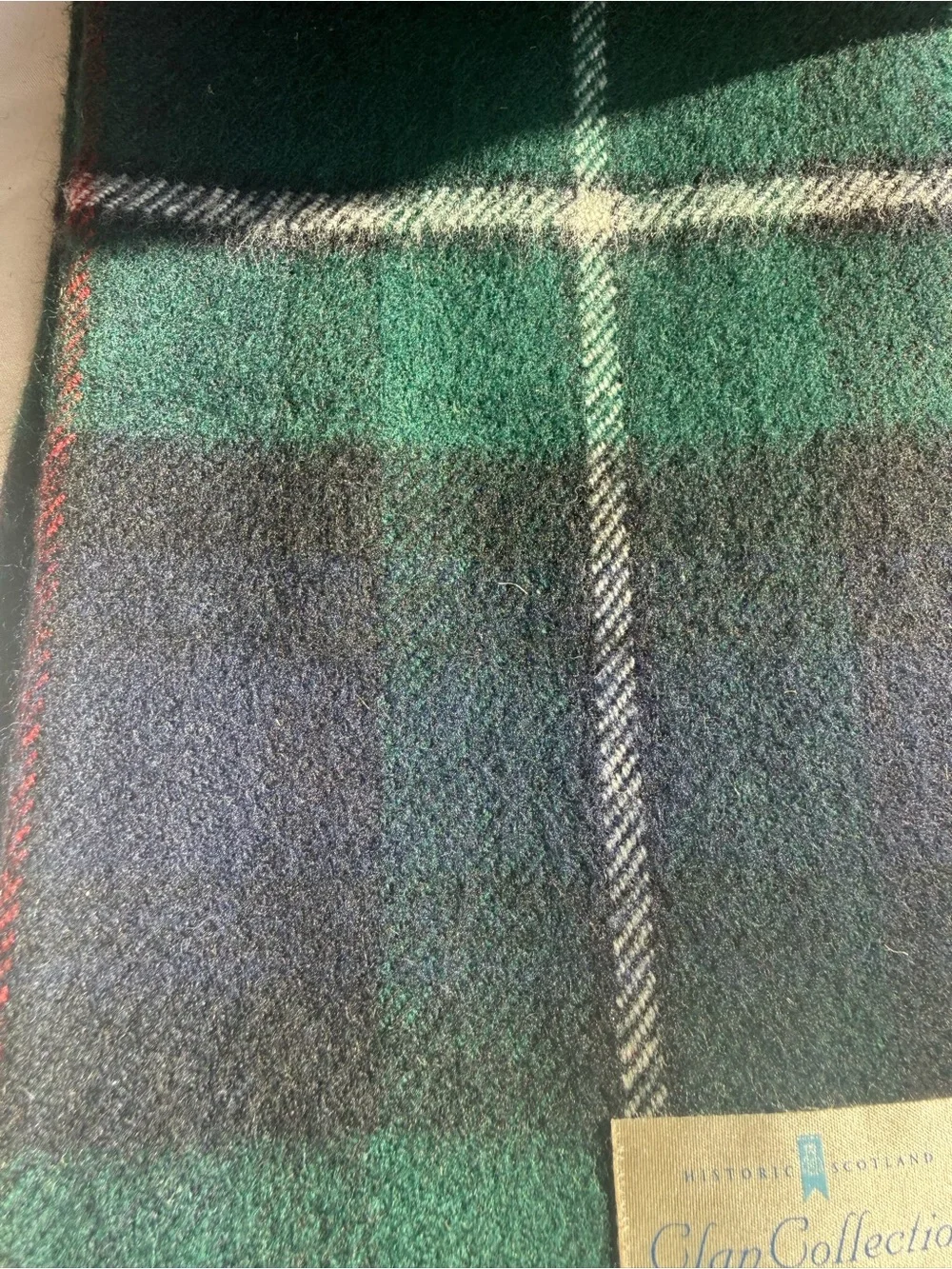 Historic Scotland Clan Collection New Wool Green & Navy Tartan Scarf